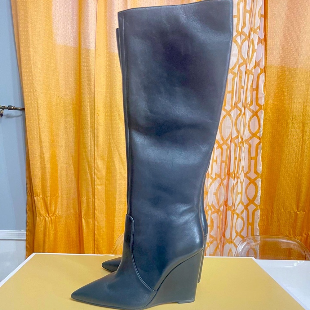 MICHAEL Michael Kors Womens Isra Leather Wedge Knee-High Boots Shoes W Sz 7M
